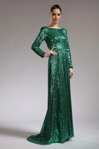 green sequin long sleeve angelina jolie evening dress
