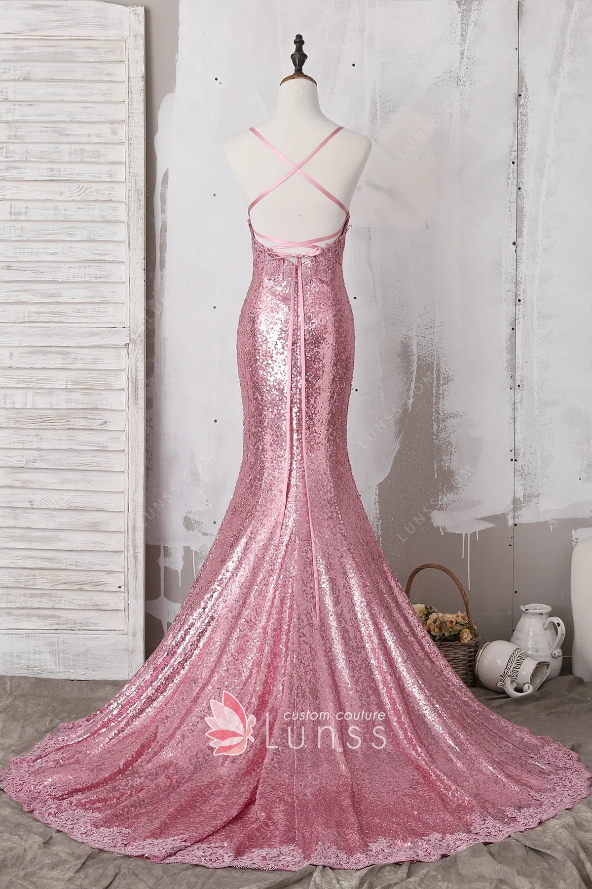 full sequin prom dress