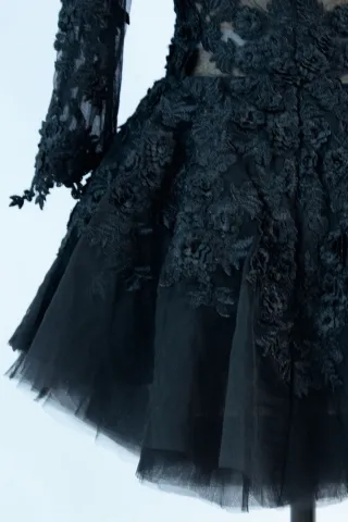black lace and tulle celebrity cocktail dress
