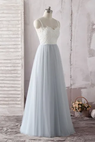 ivory lace blue tulle bridal shower gown