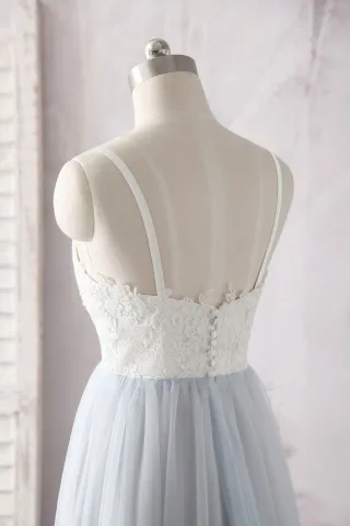 ivory lace with shoulder straps tulle dress