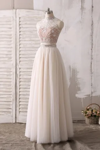 rhinestone bodice two piece formal dress