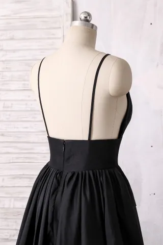 black taffeta low back dress