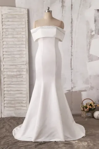 beaded off the shoulder long ivory celebrity prom dress