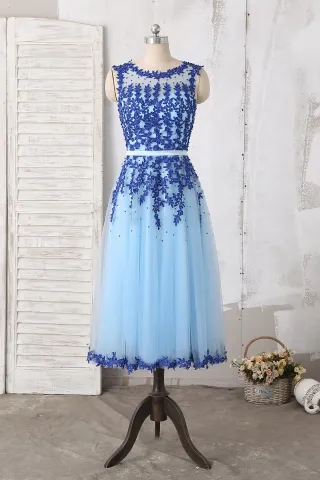 illusion neckline pearled lace tulle homecoming dress