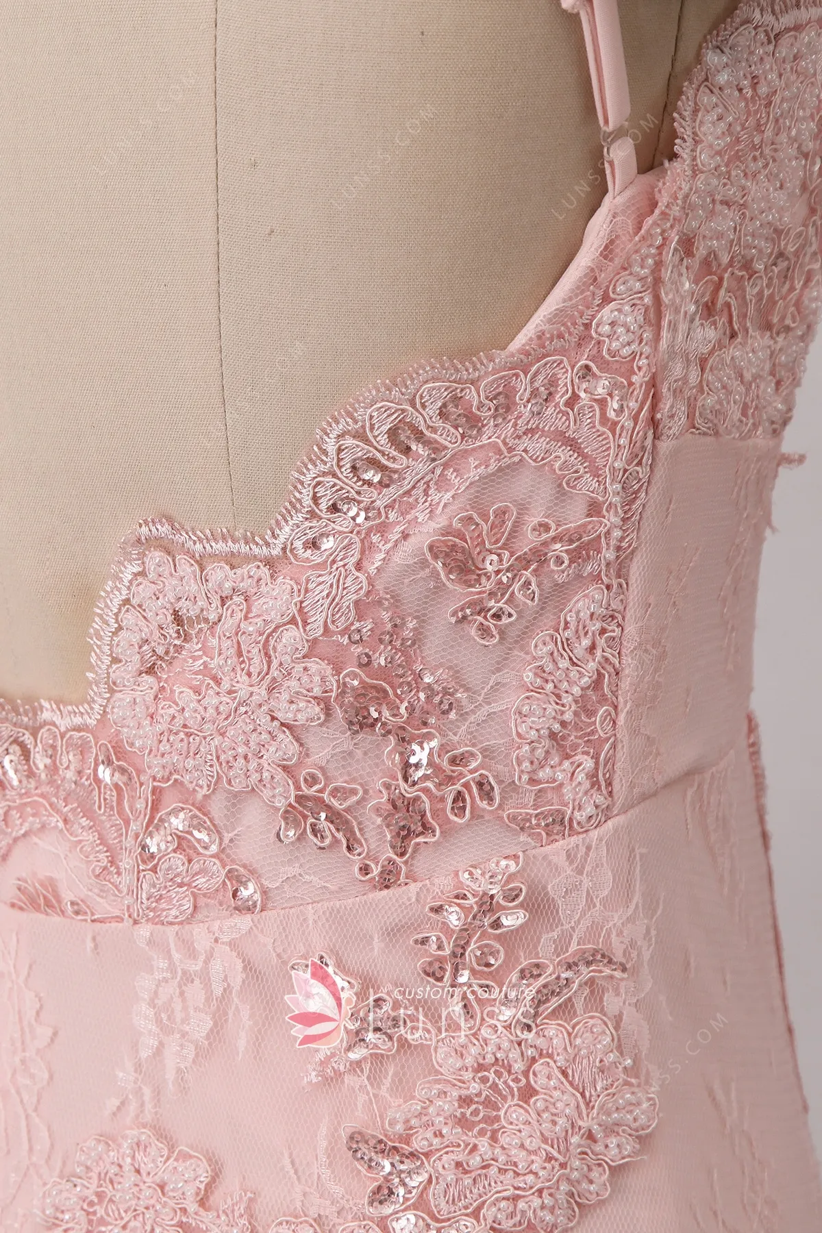 Baby Pink Galloon Beading Lace Trim ⅝ wide