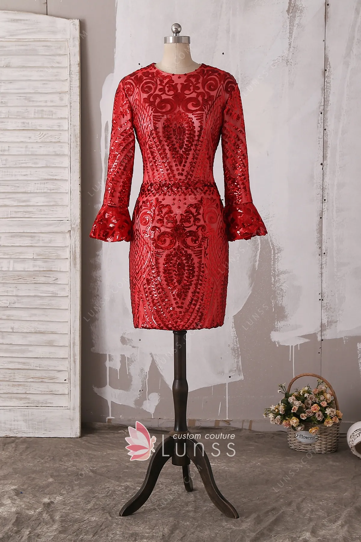 red sparkly cocktail dress