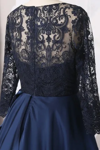 illusion lace back long sleeve dress