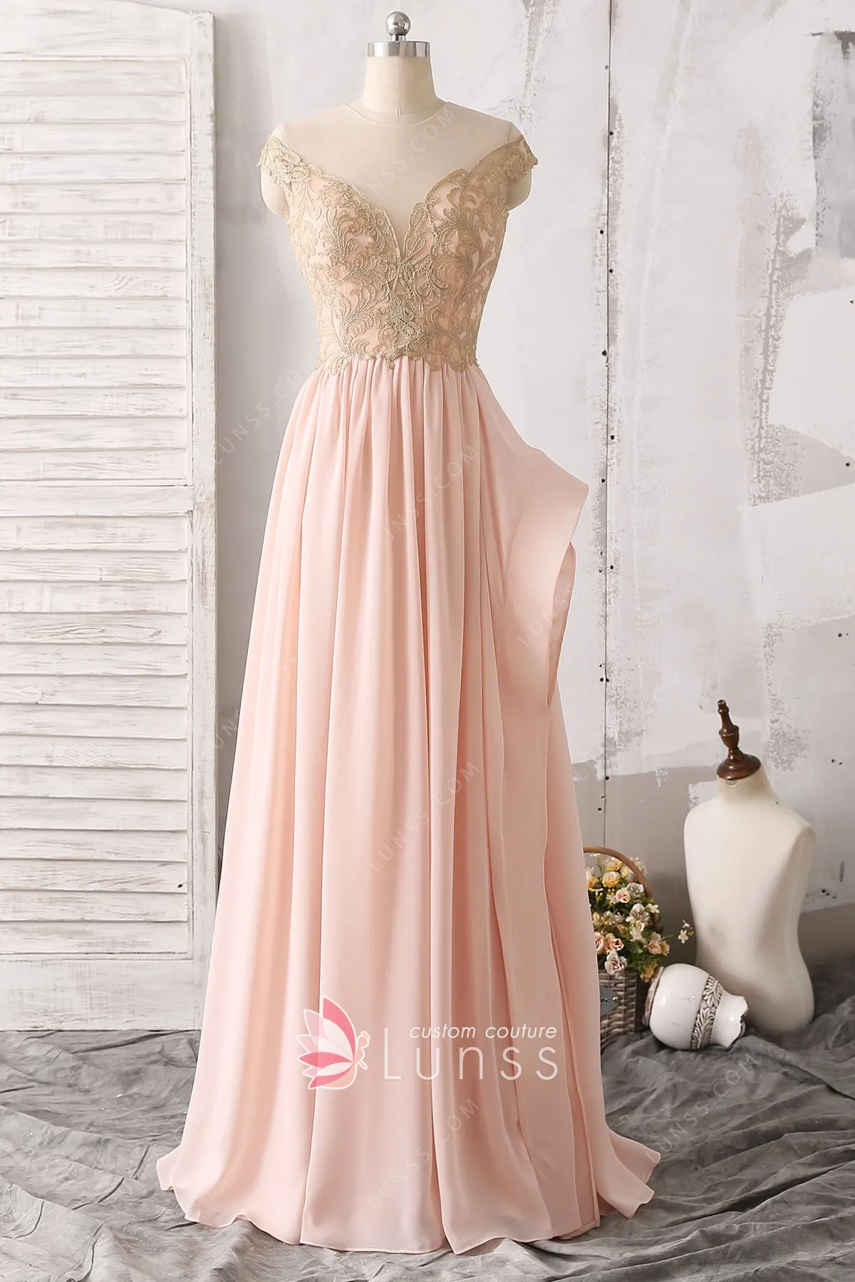 Pearl Pink Chiffon and Lace Celebrity 