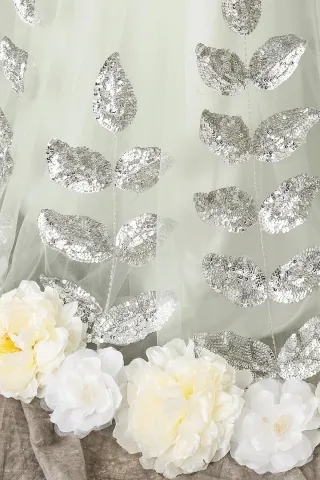 3d flowers leaf bead dress