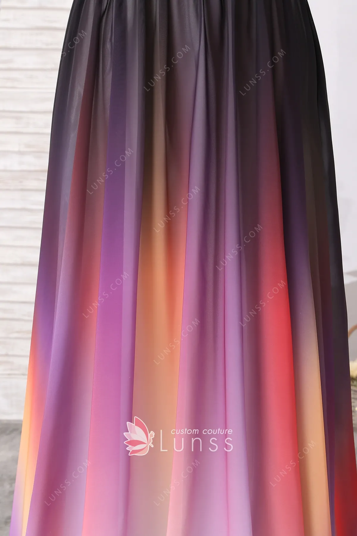 Ombre Grape Purple Chiffon Backless Evening Dress Long Party Prom Gown Y7482 main image 1