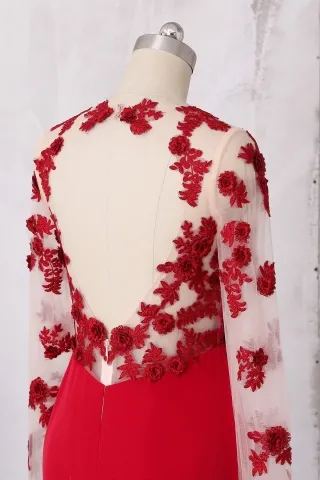 3d flowers open back prom dress
