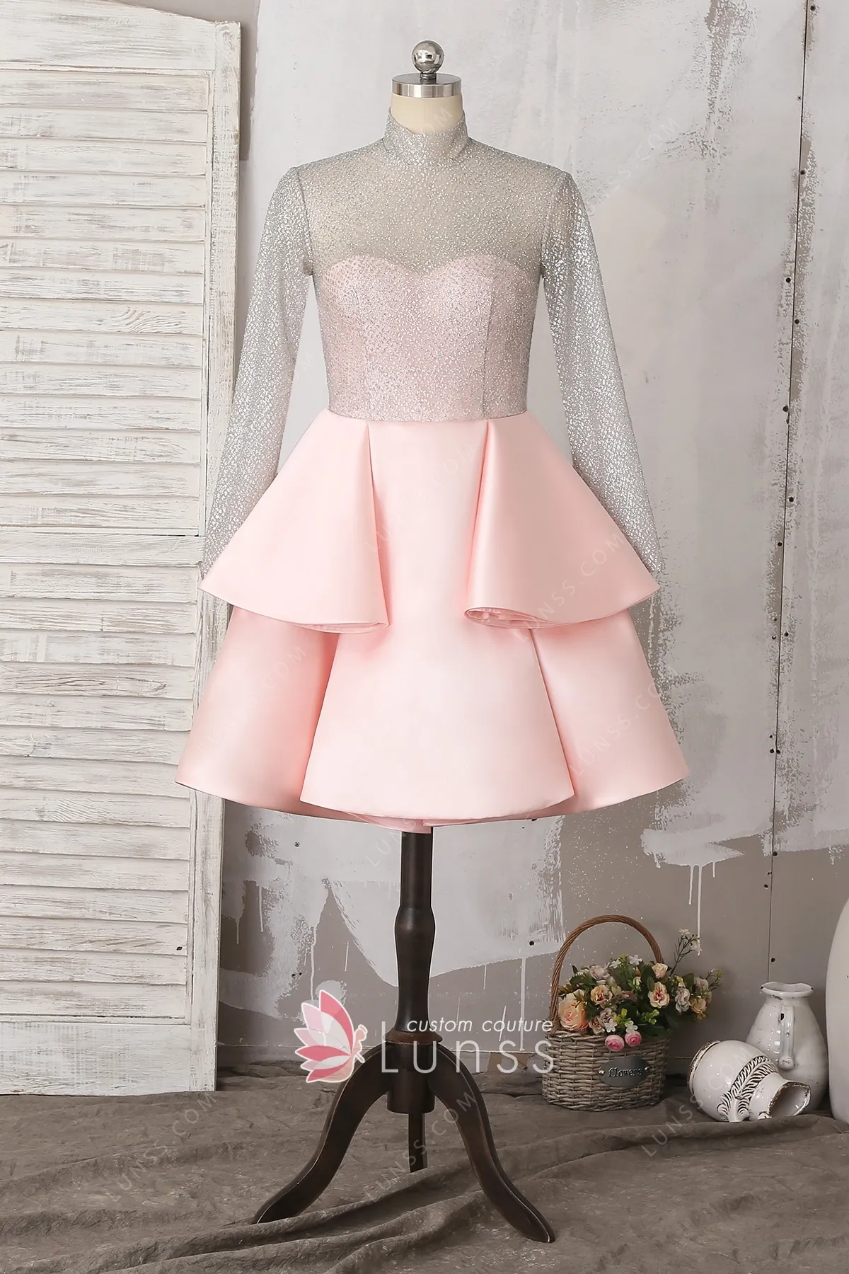 pink silver dress