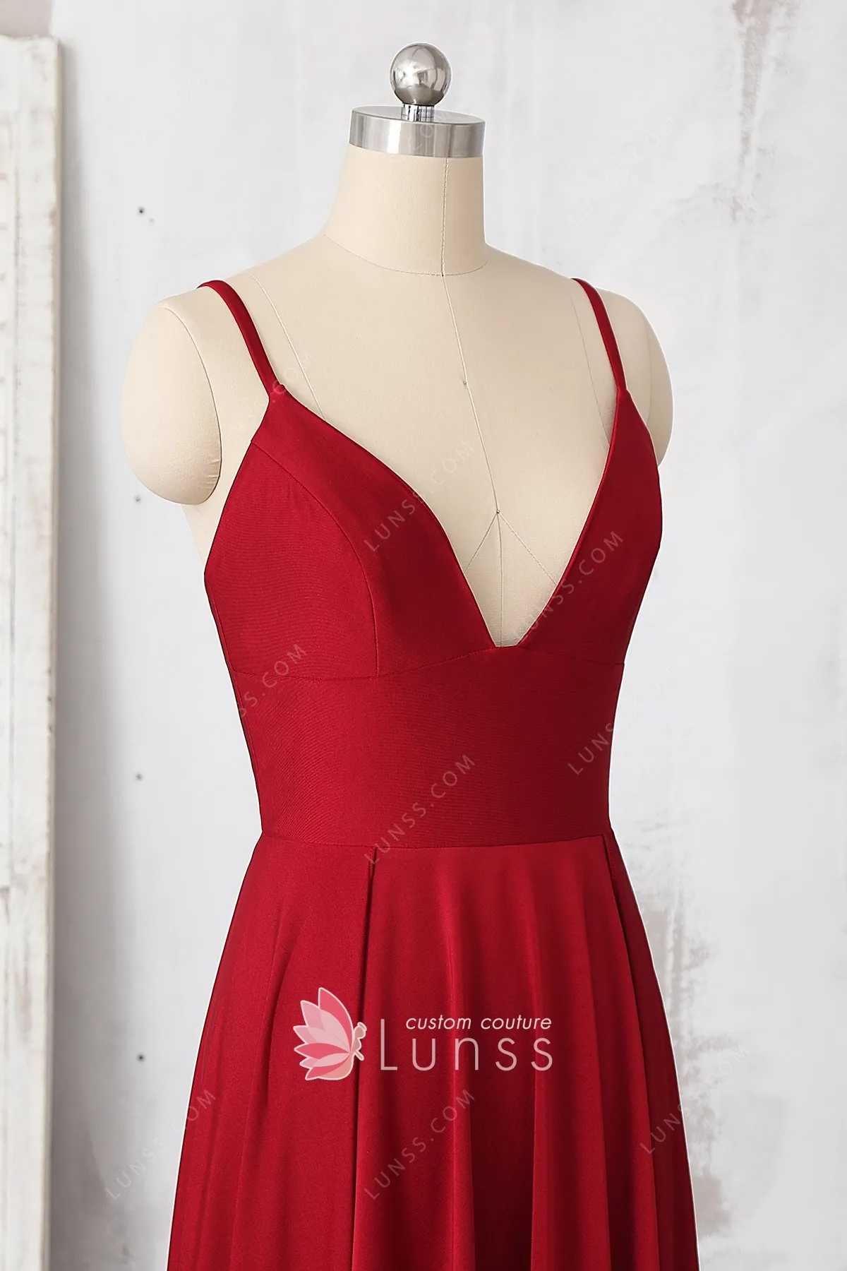 Pretty Red Straps V Neck Party Dress Formal Prom Evening Dress cc2288