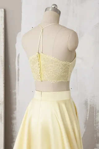 daffodil lace and satin two piece dress