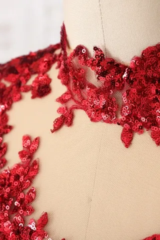 amazing sequin lace high neckline