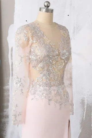 sexy illusion sequin lace long sleeve dress