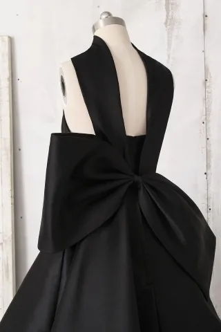 black satin oversized bowknot dress