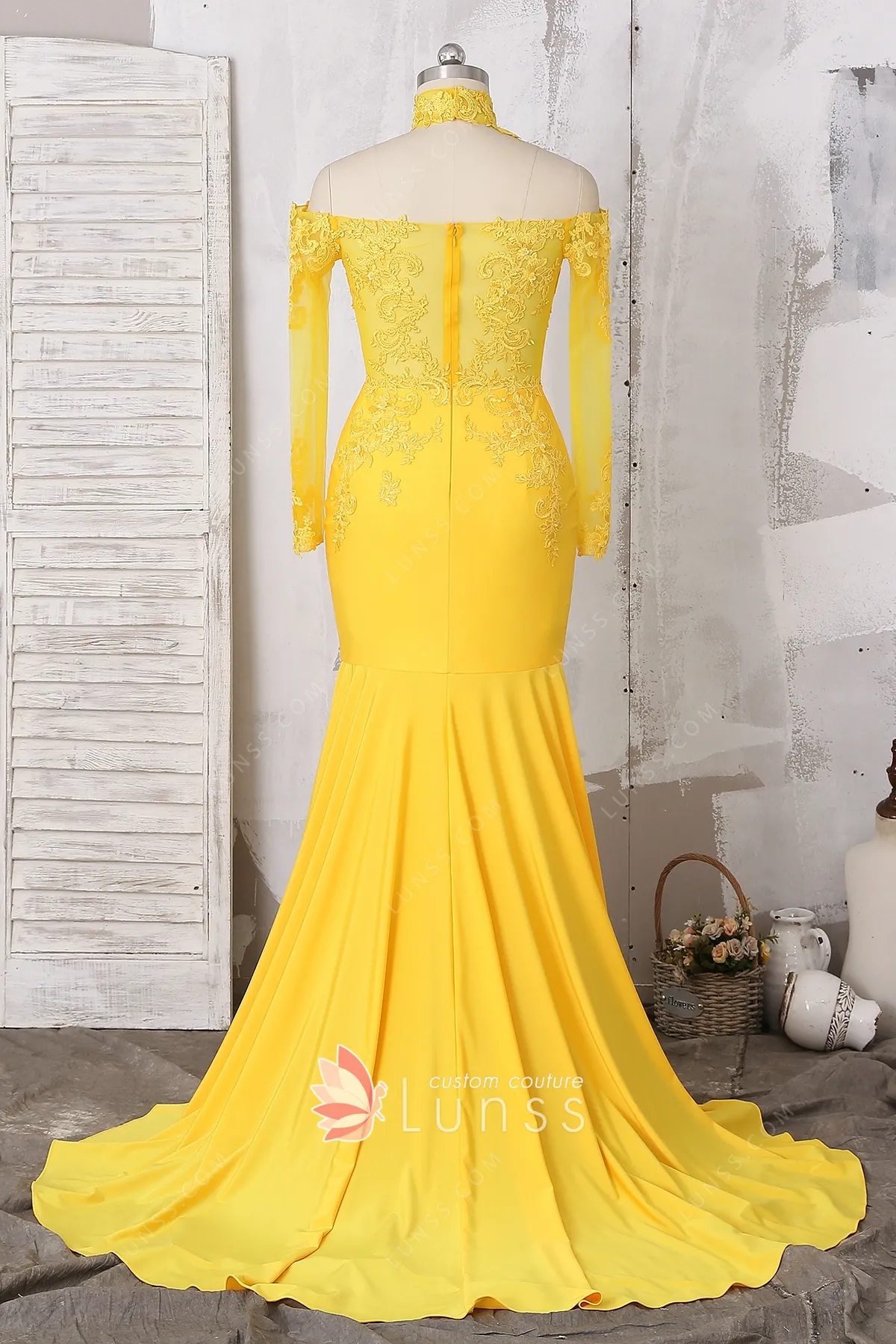 Long Sleeve Prom Dress - Lunss