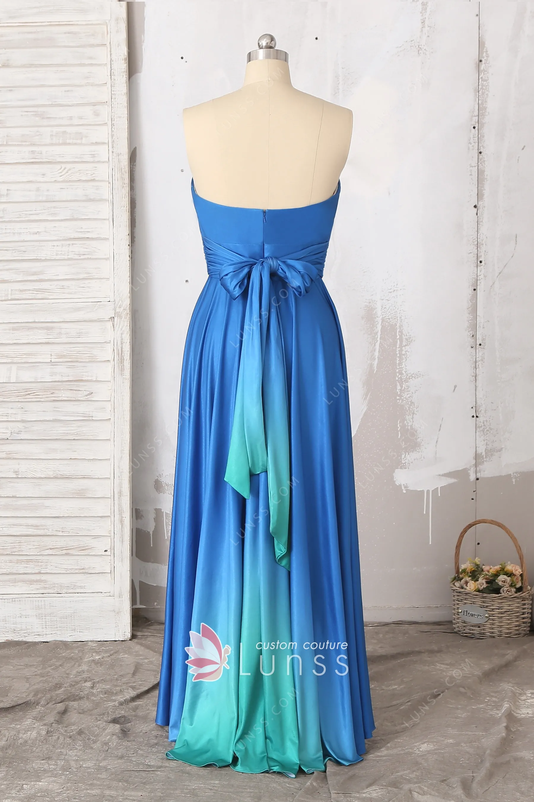 One-Shoulder Multi Wear Convertible Bridesmaid Dresses Ocean Blue