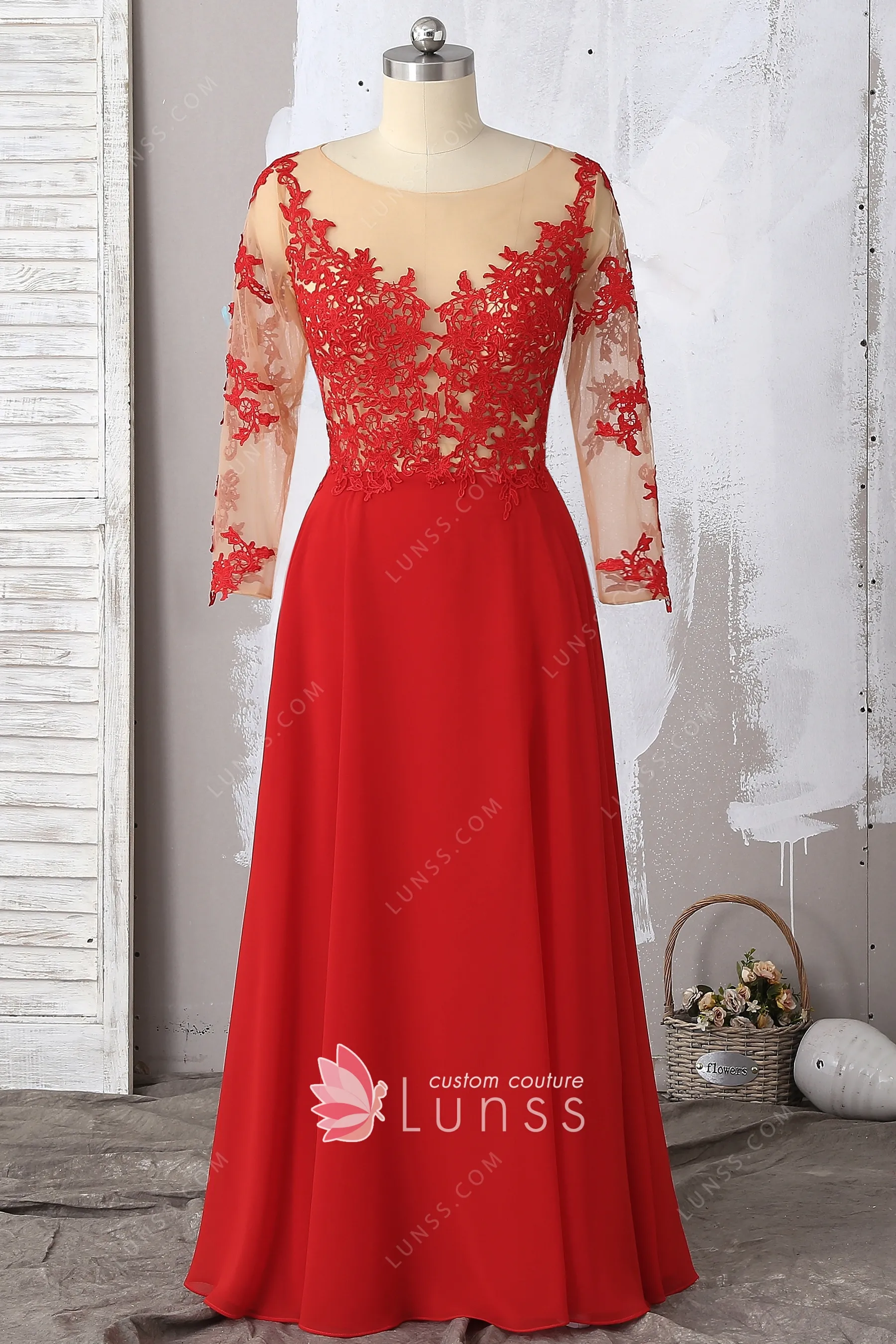 red sheer maxi dress