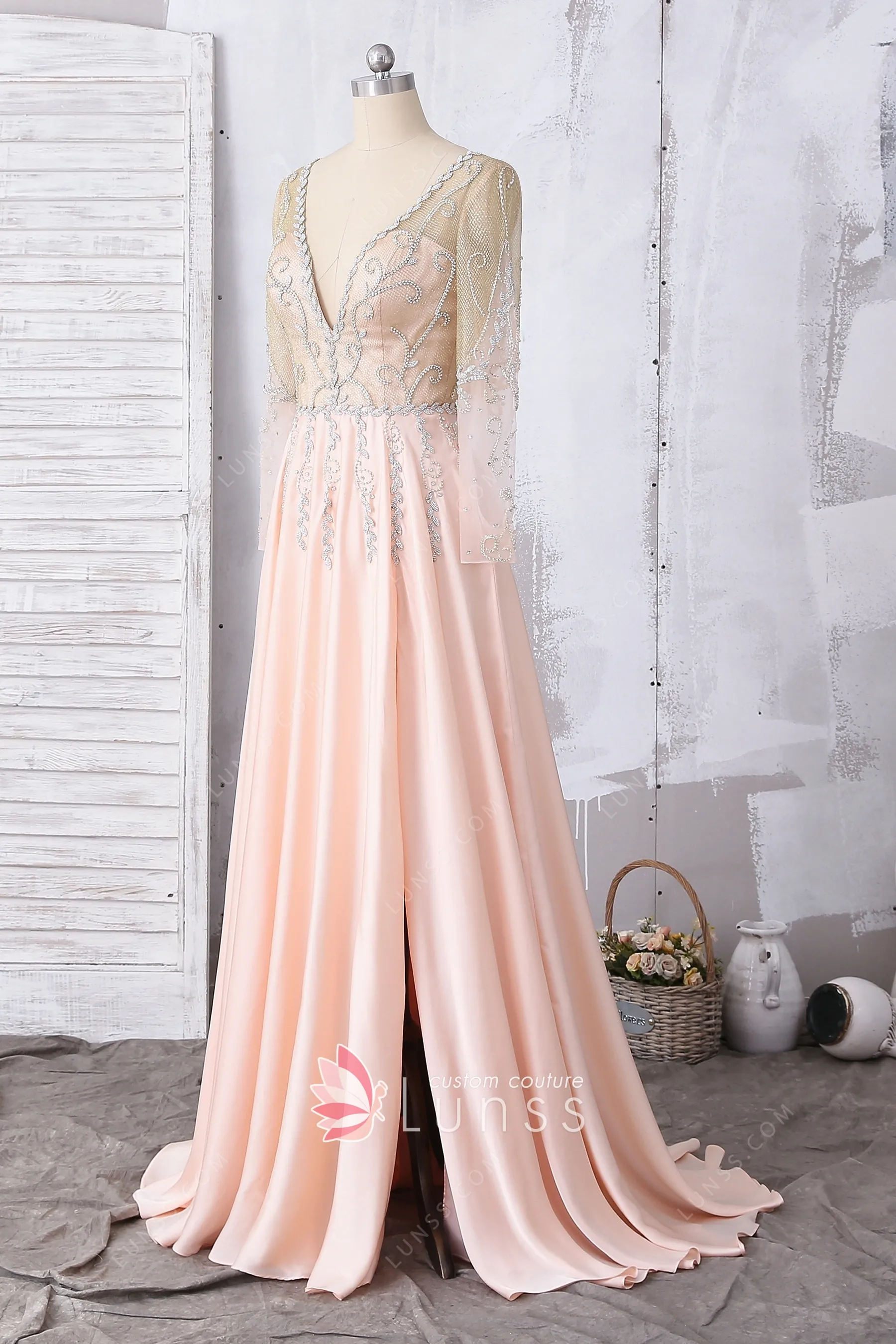 Women Peach-Coloured & Pink Printed A-Line Dress main image 1