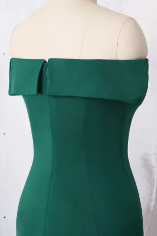 emerald off the shoulder dress