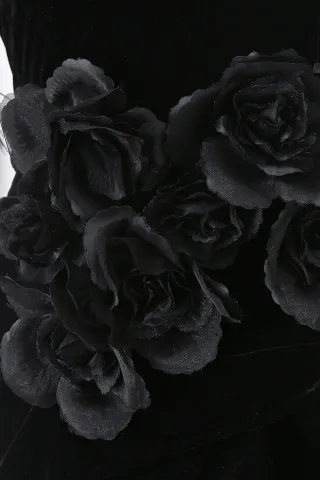 3D flower velvet prom dress