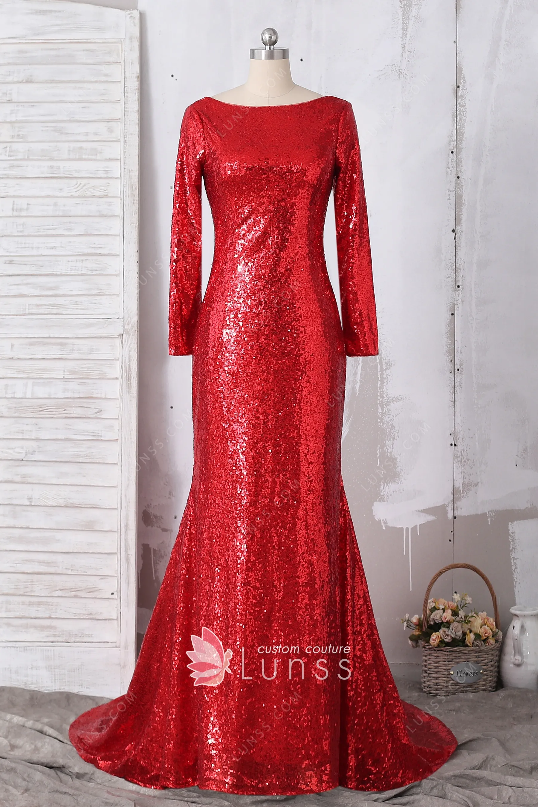 red sequin dress