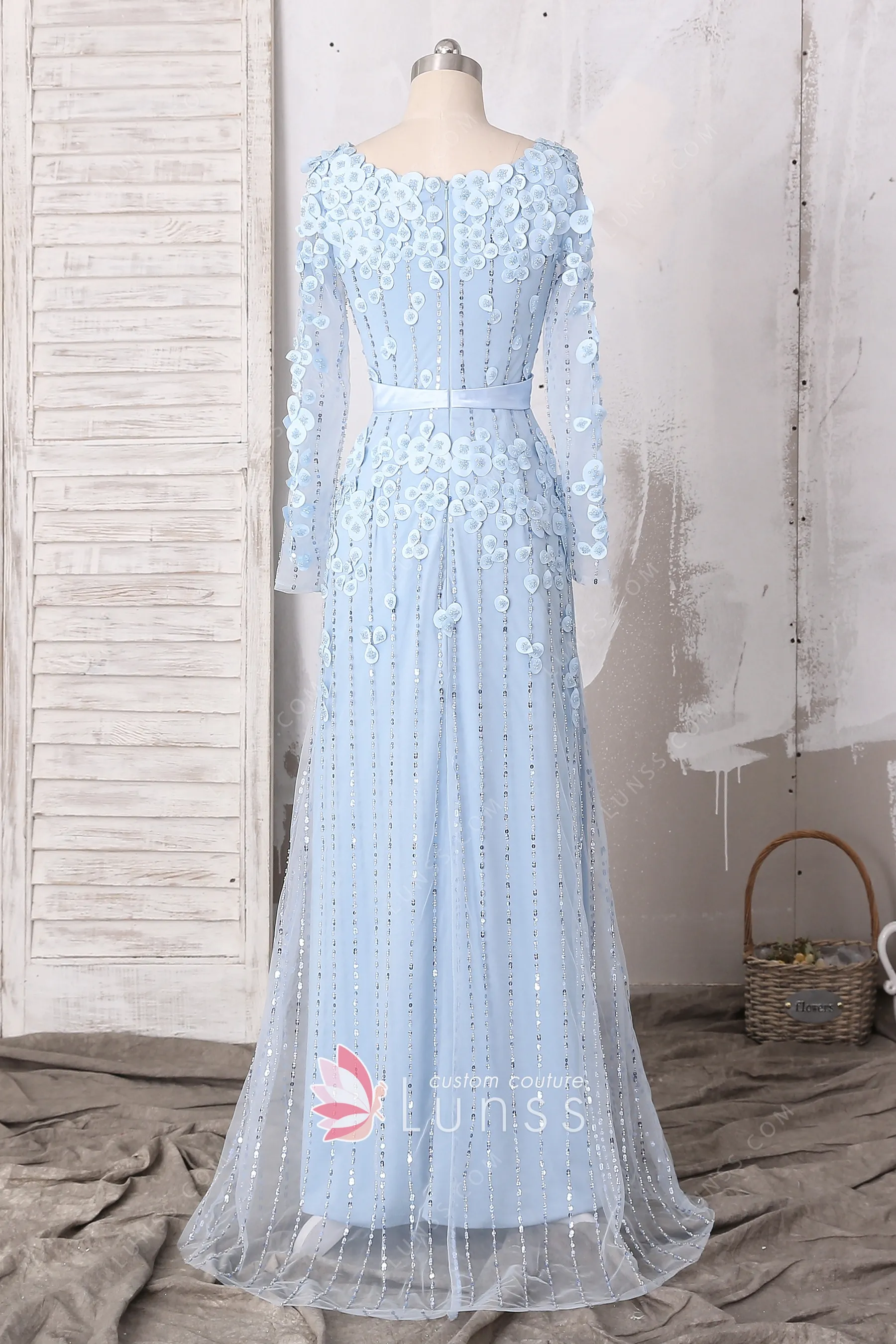 Beaded tube dress with flower petals in white main image 1