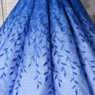sparkly ombre royal blue leaf lace gown