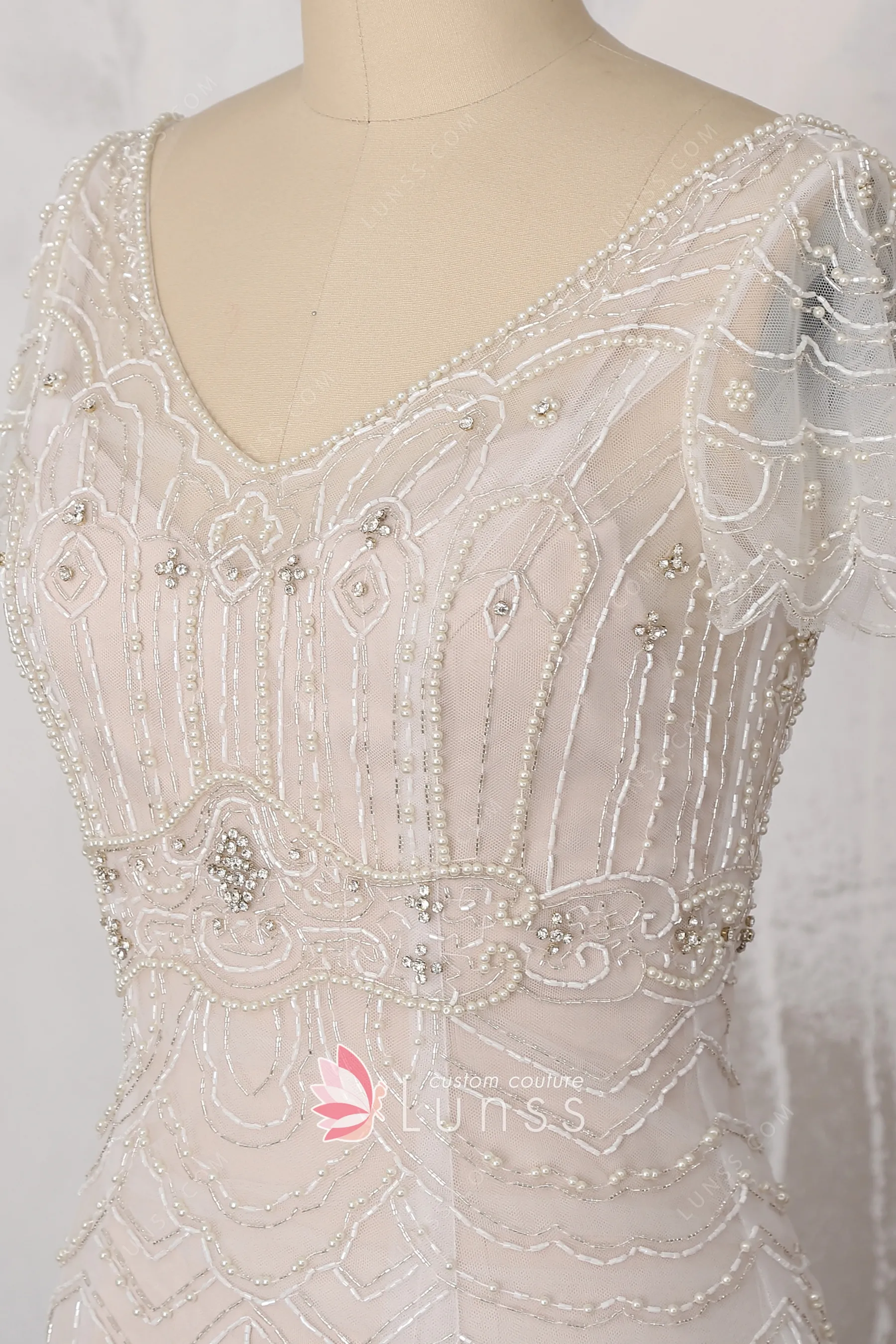 beaded overlay dress