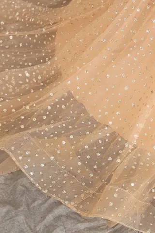 champagne gold flounce glitter gold custom prom dress