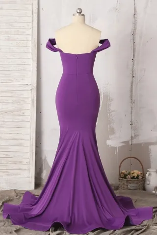 elegant purple off the shoulder mermaid prom dress