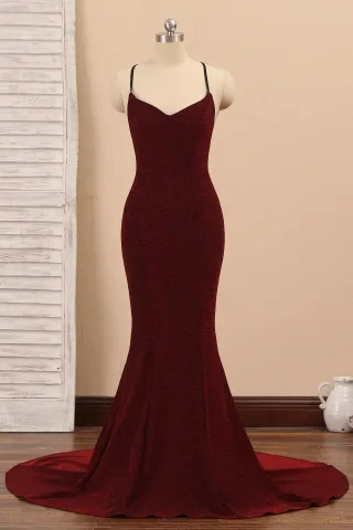 burgundy glitter body hugging mermaid fancy prom dress
