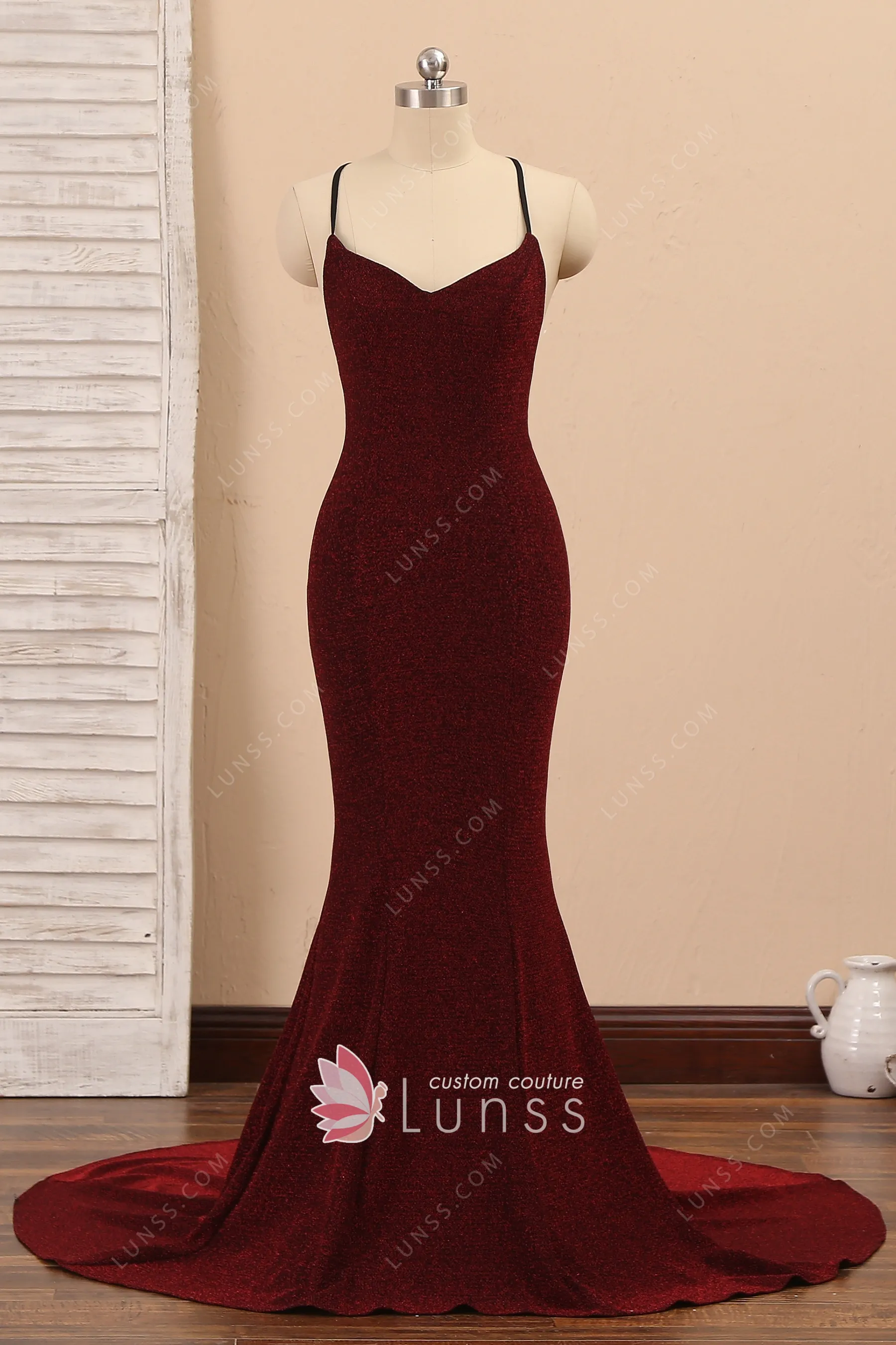 Burgundy Glitter Body-hugging Mermaid 