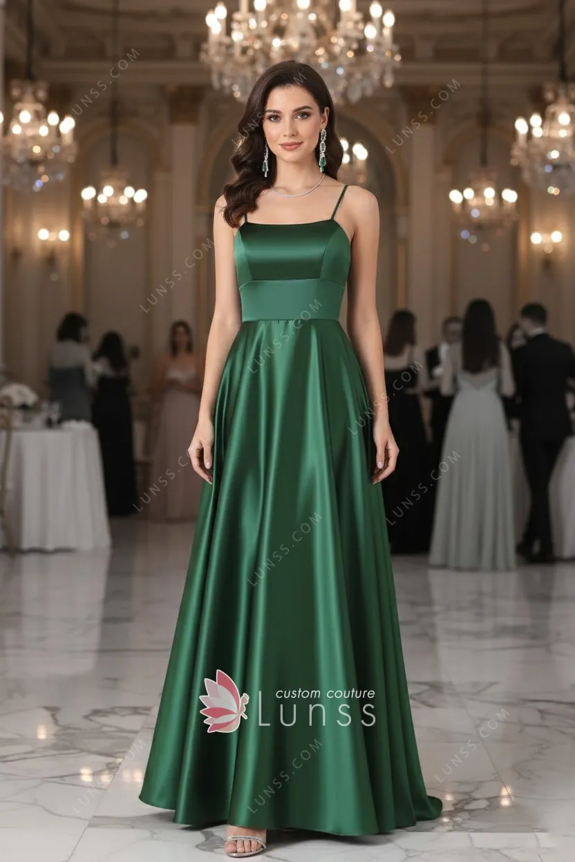 emerald green simple satin dress emerald green simple satin dress