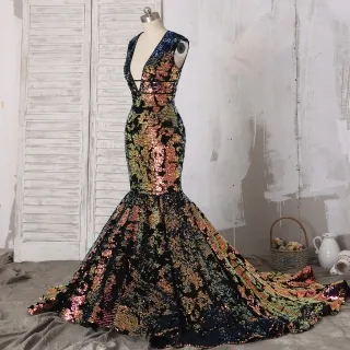 unique iridescent sequin prom dress