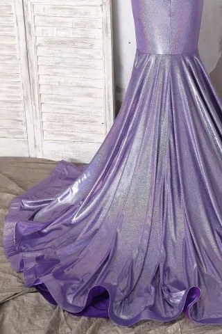 purple spandex glitter evening dress