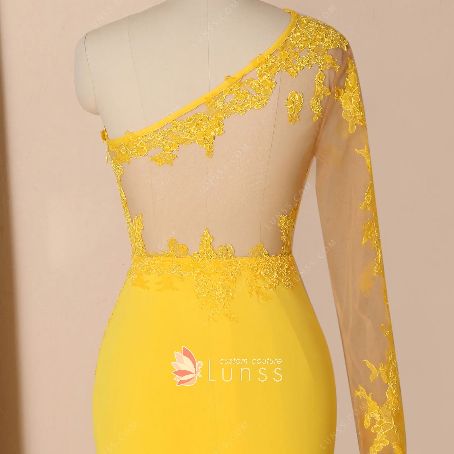 Fairy Yellow Slant Neckline Dress
