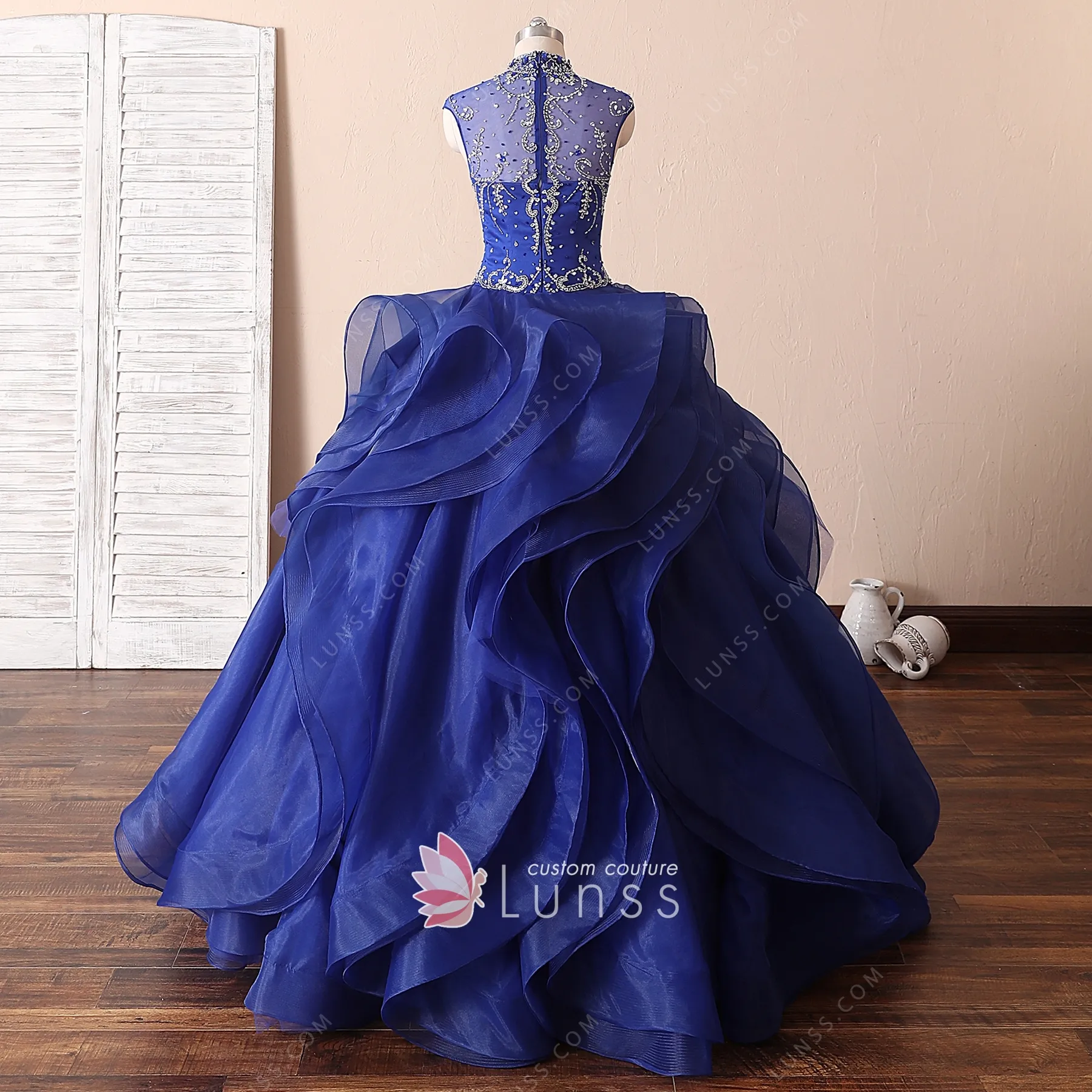vintage basque waist organza quinceanera ball gown