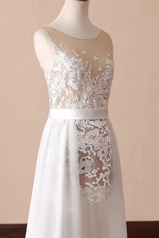 illusion neckline white lace bodycon dress with overskirt