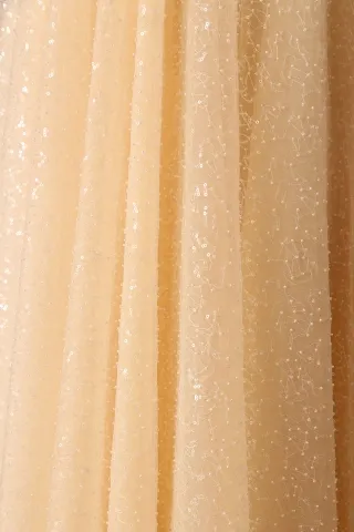 pearls and beads tulle fabric