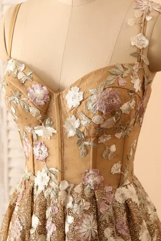 3d flowers embellished corset bodice