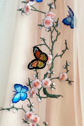 peach blossom with butterflies embellishment
