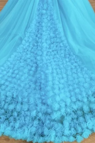 handmade 3D flowers long train