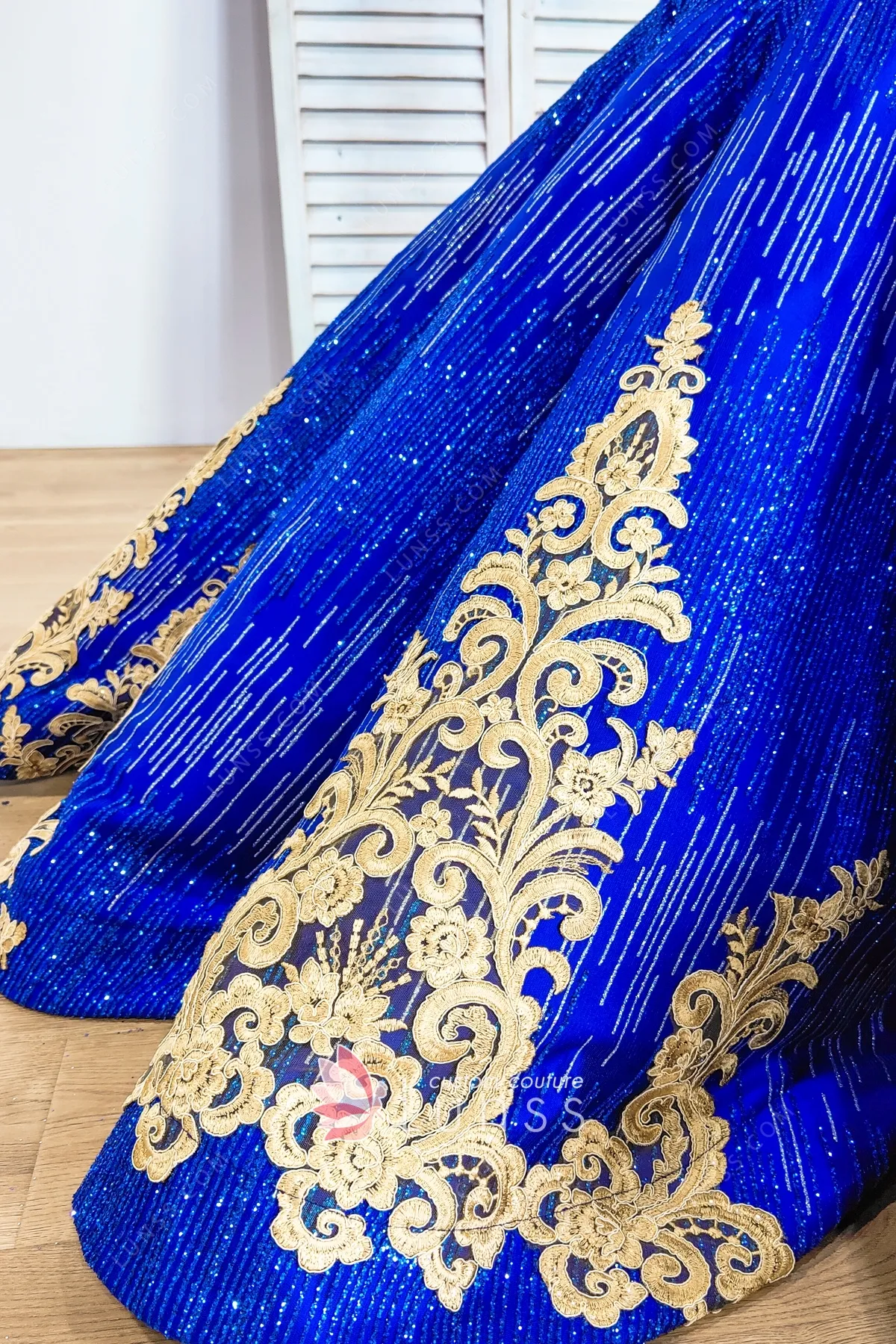 Dazzling Glitter Royal Blue Trumpet Prom Dress Lunss