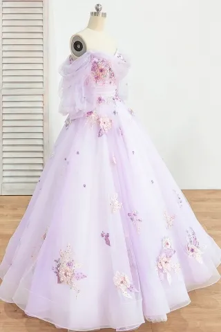 fairy pearled flowers lilac tulle dress