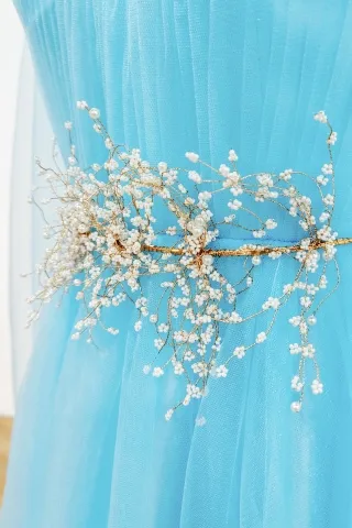 pearls metallic ribbon belt