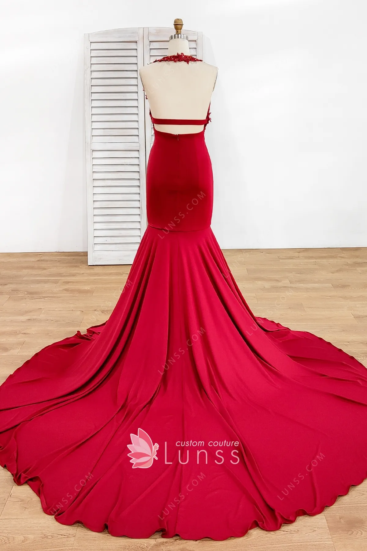 2022 Long Sleeves Prom Dresses Spandex Mermaid With Applique Burgundy/Maroon main image 0